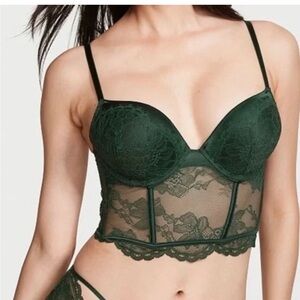 Victoria’s Secret push-up corset set green satin